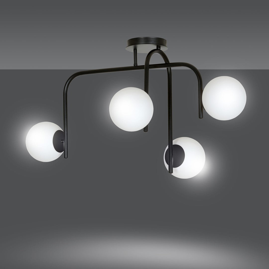 Deckenleuchte Lava 4B in Schwarz, Weiß, 4-flammig