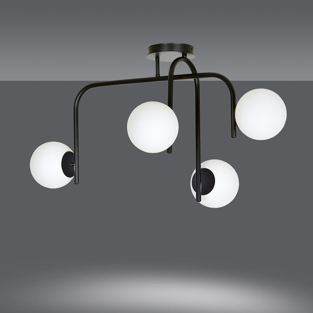 Deckenleuchte Lava 4B in Schwarz, Weiß, 4-flammig