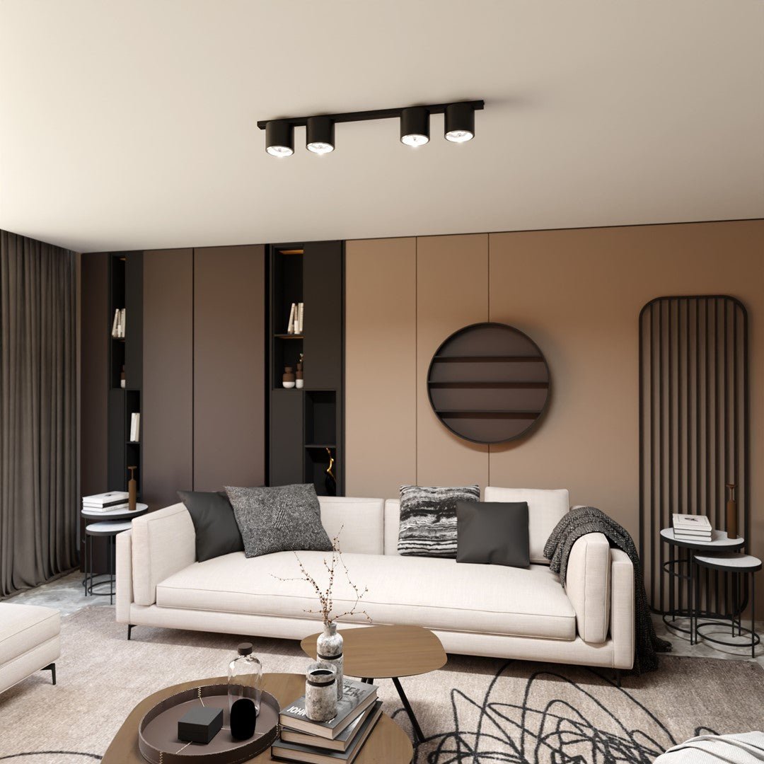 Deckenleuchte Micro 4 in Schwarz, 4-flammig