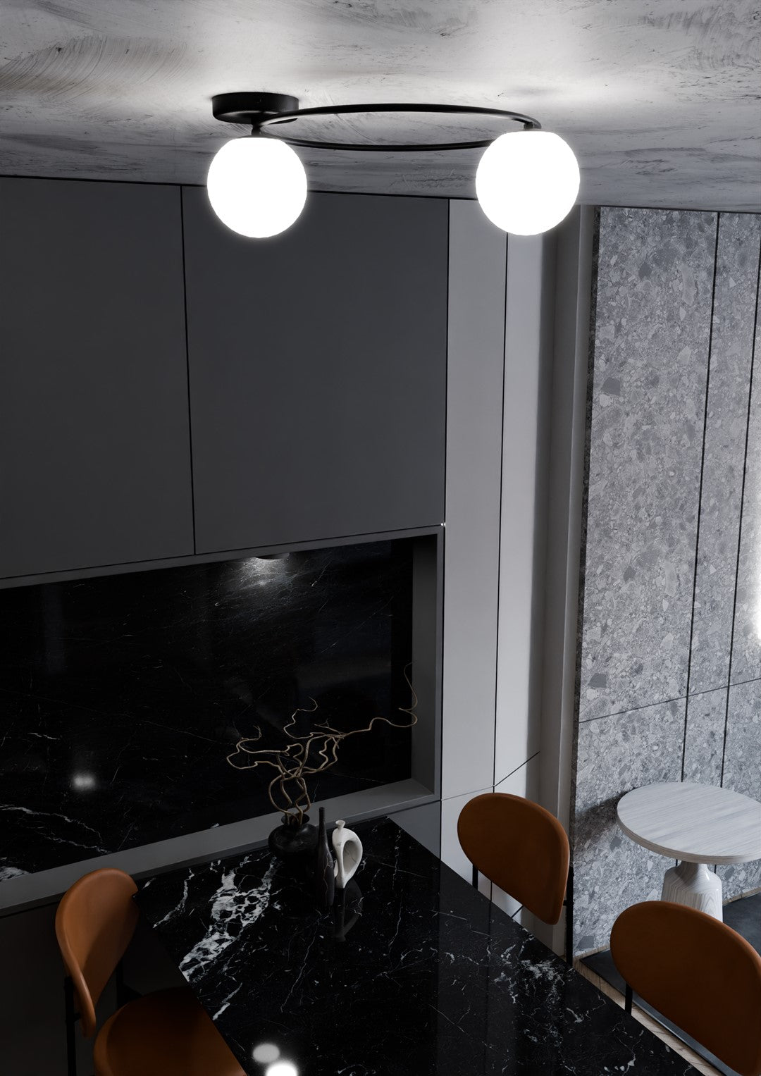 Deckenleuchte Pinade 2 in Schwarz, Weiß, 2-flammig