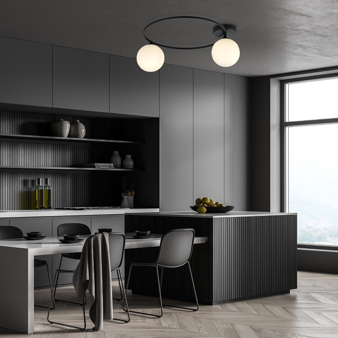 Deckenleuchte Pinade 2 in Schwarz, Weiß, 2-flammig