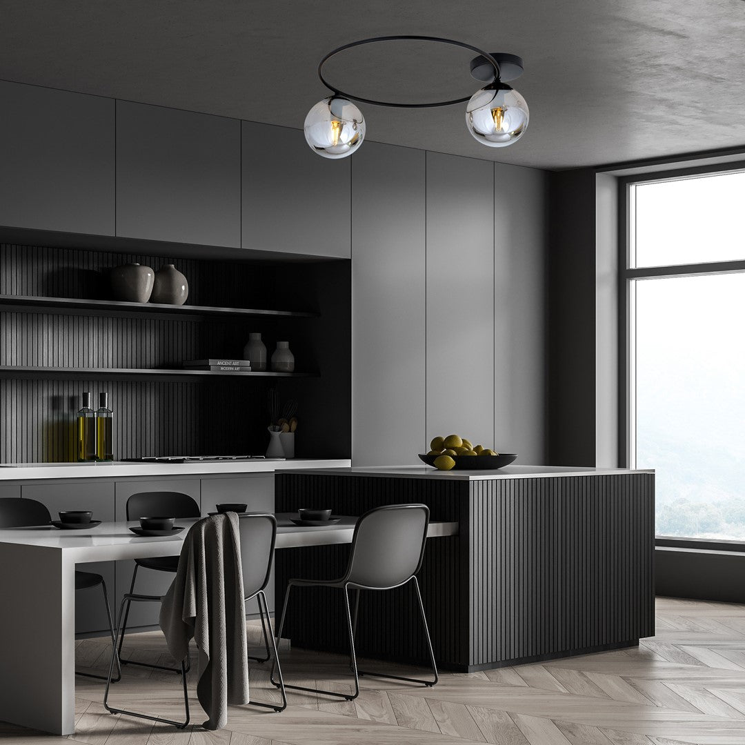 Deckenleuchte Pinade 2 in Schwarz, Graphit, 2-flammig