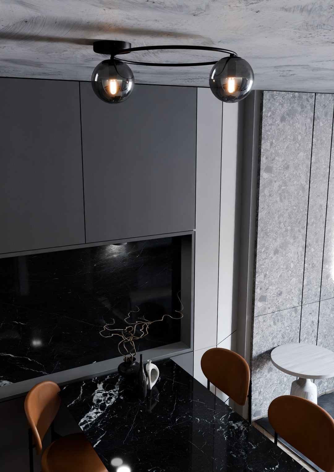 Deckenleuchte Pinade 2 in Schwarz, Graphit, 2-flammig