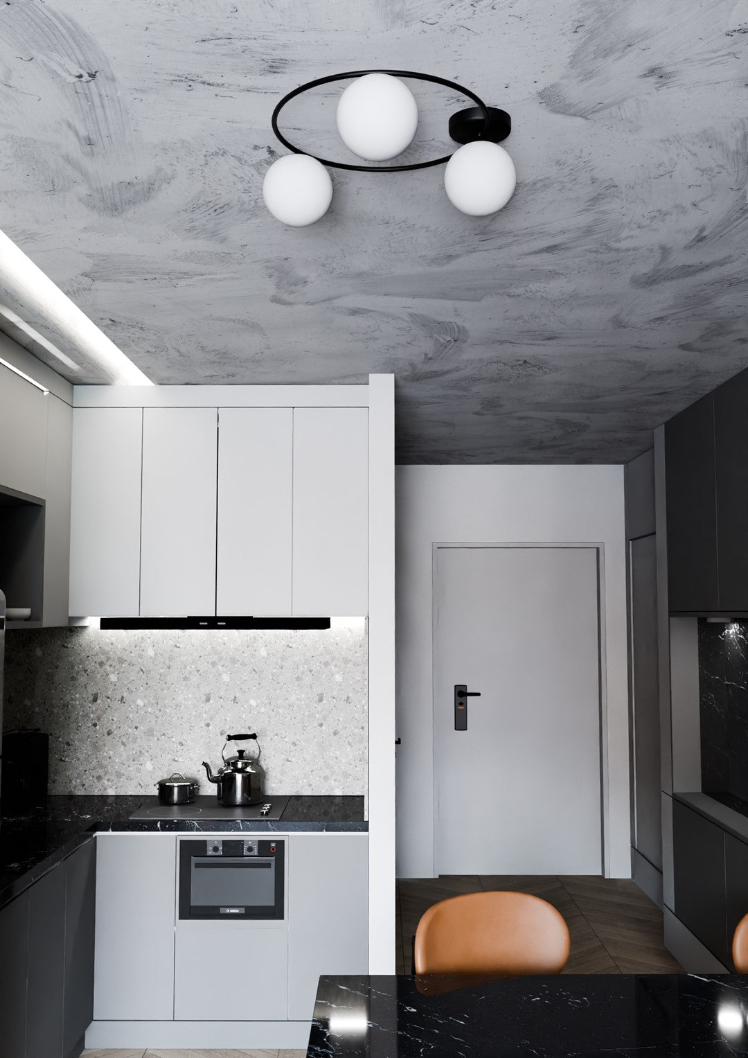 Deckenleuchte Pinade 3 in Schwarz, Weiß, 3-flammig