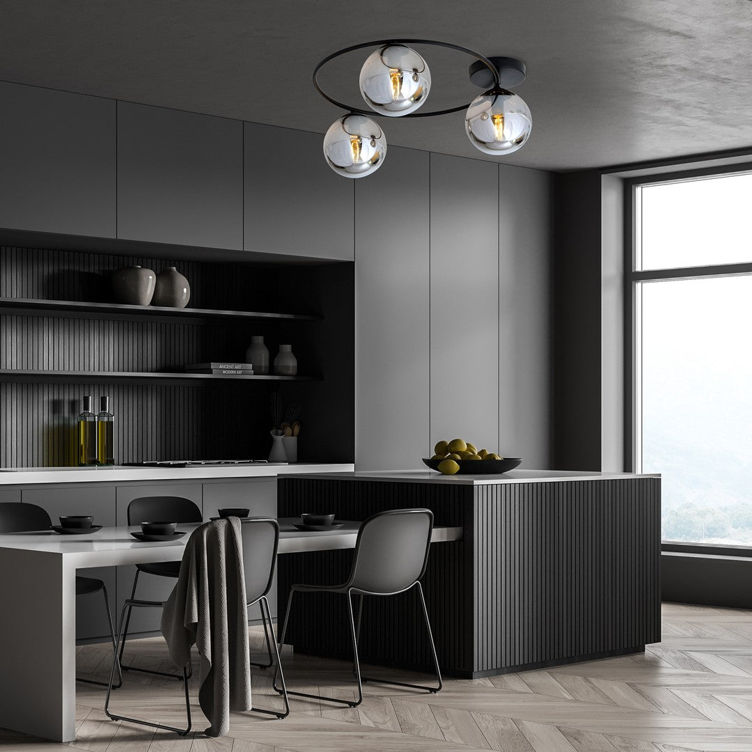 Deckenleuchte Pinade 3 in Schwarz, Graphit, 3-flammig