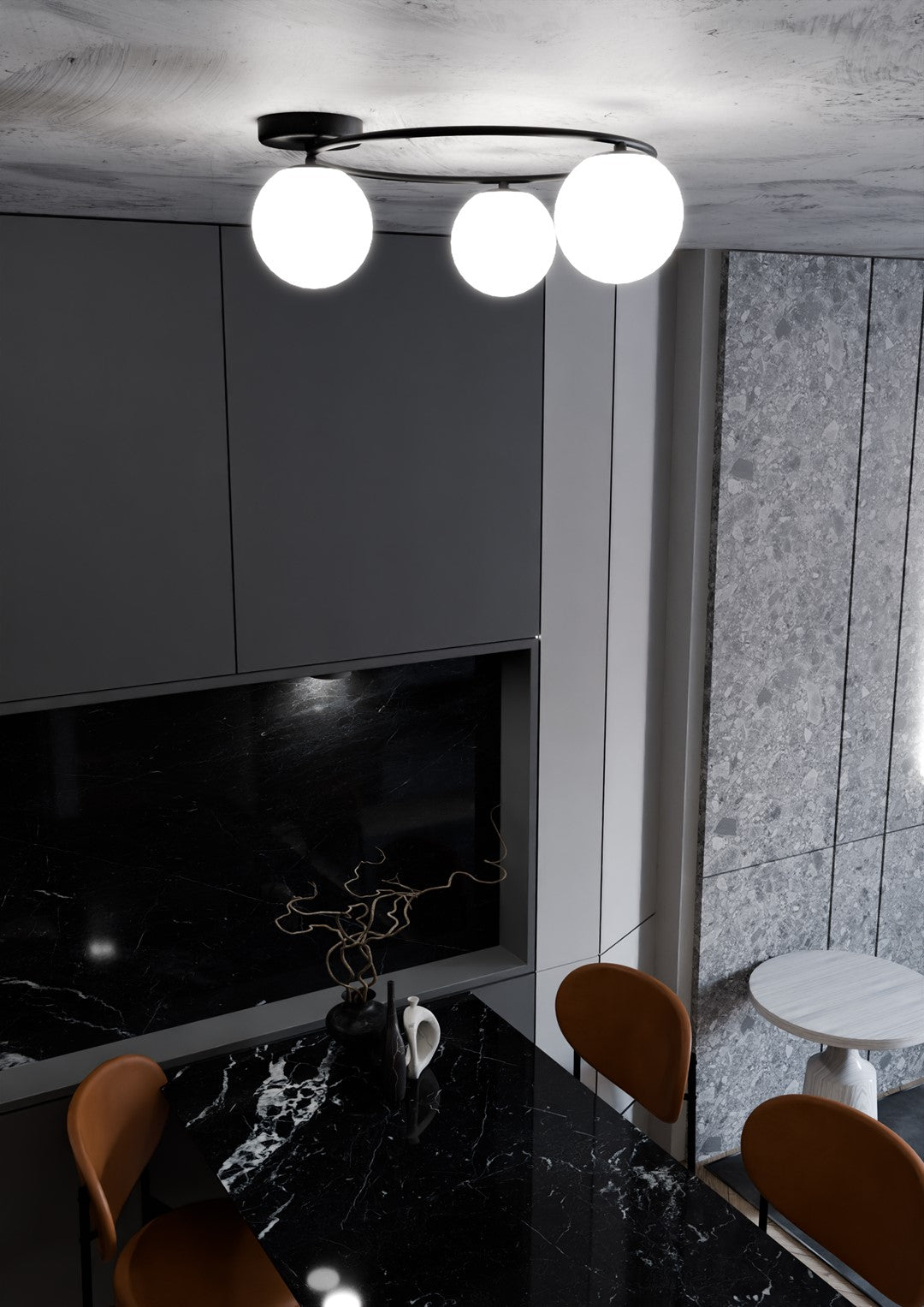 Deckenleuchte Pinade 3 in Schwarz, Weiß, 3-flammig