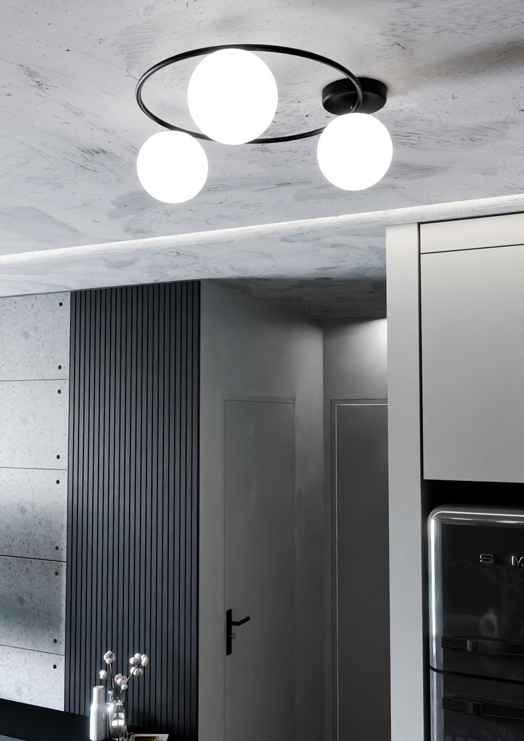 Deckenleuchte Pinade 3 in Schwarz, Weiß, 3-flammig