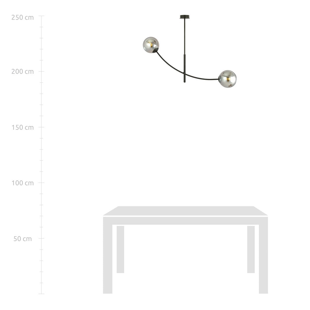 Deckenleuchte Props 2 in Schwarz, Graphit, 2-flammig