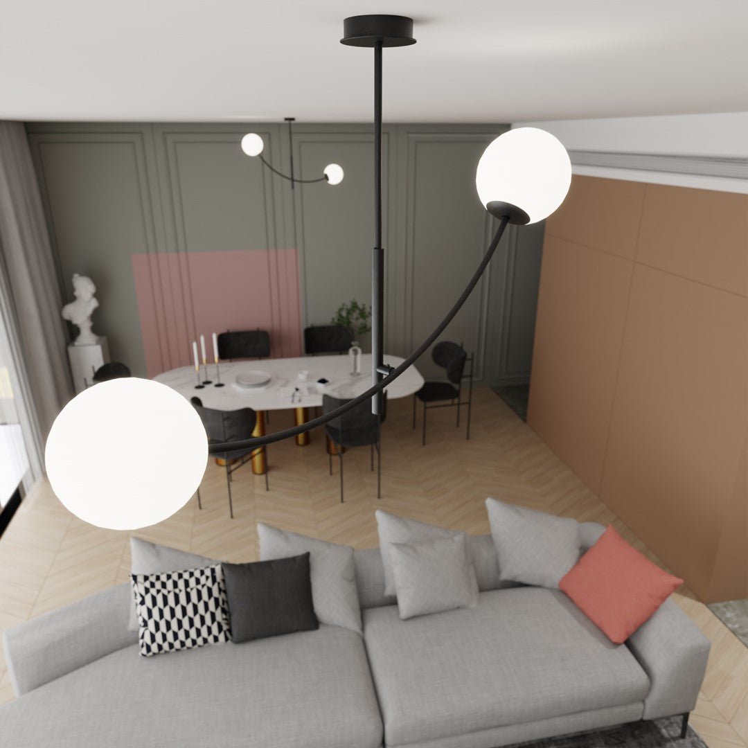 Deckenleuchte Props 2 in Schwarz, Weiß, 2-flammig