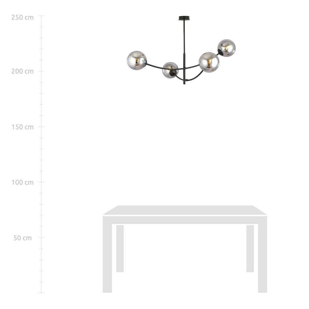 Deckenleuchte Props 4 in Schwarz, Graphit, 4-flammig