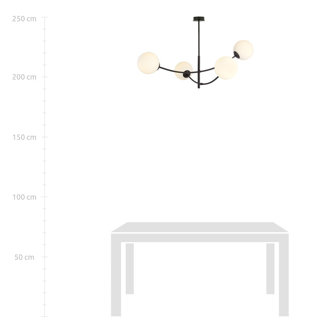 Deckenleuchte Props 4 in Schwarz, Weiß, 4-flammig
