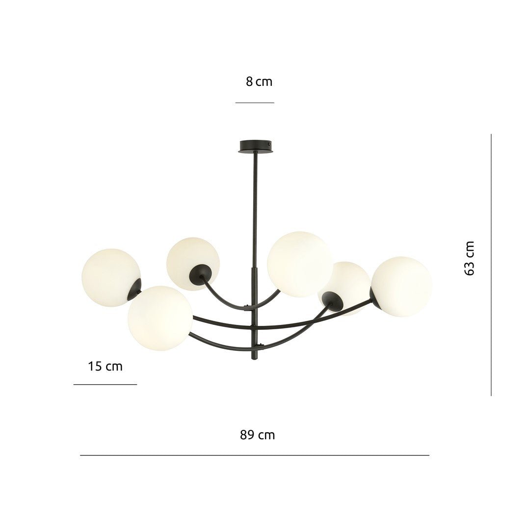 Deckenleuchte Props 6 in Schwarz, Weiß, 6-flammig