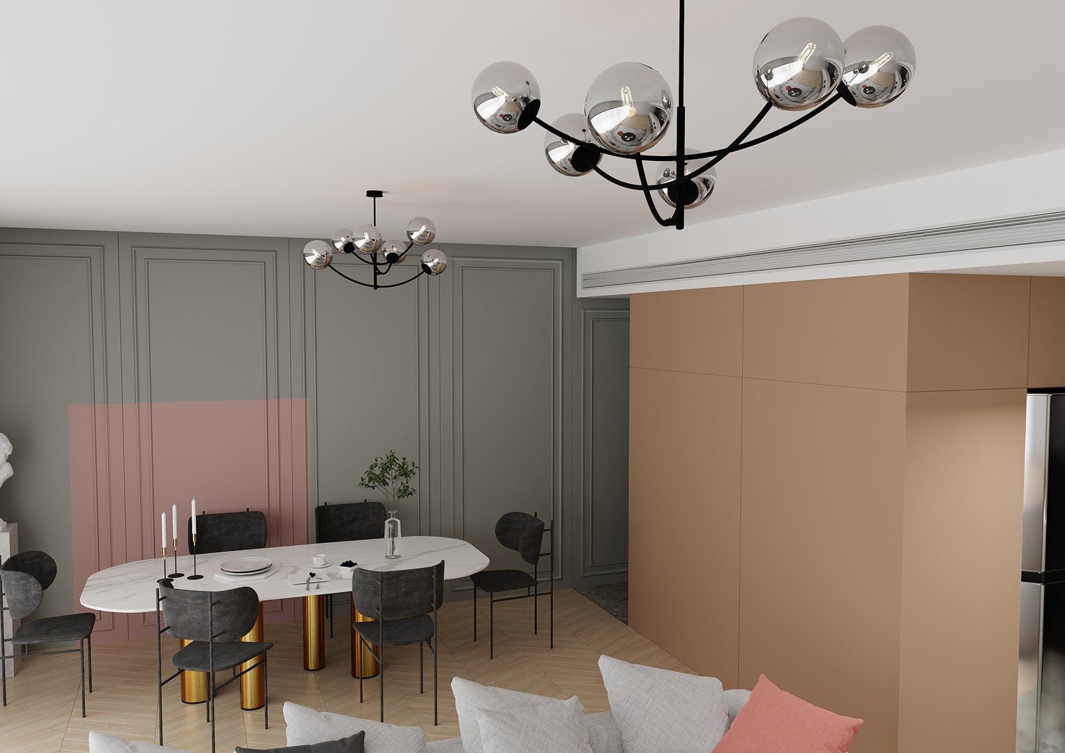 Deckenleuchte Props 6 in Schwarz, Graphit, 6-flammig