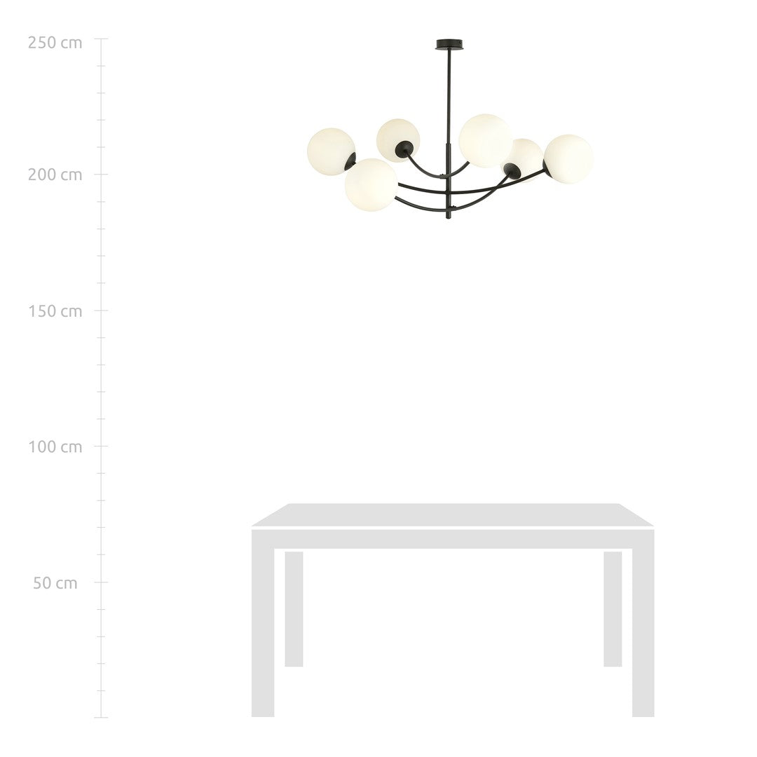 Deckenleuchte Props 6 in Schwarz, Weiß, 6-flammig