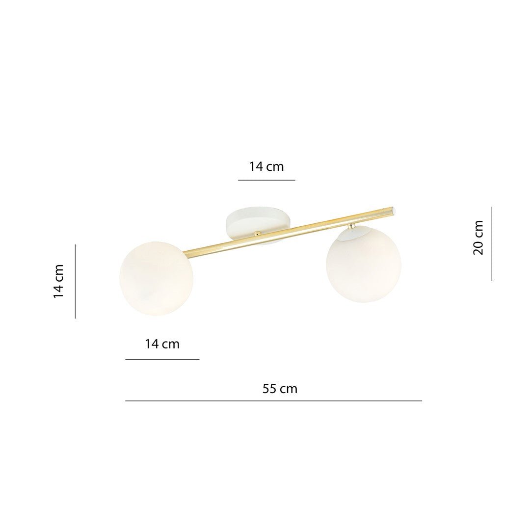 Deckenleuchte Radiance 2 in Weiß, Gold, 2-flammig