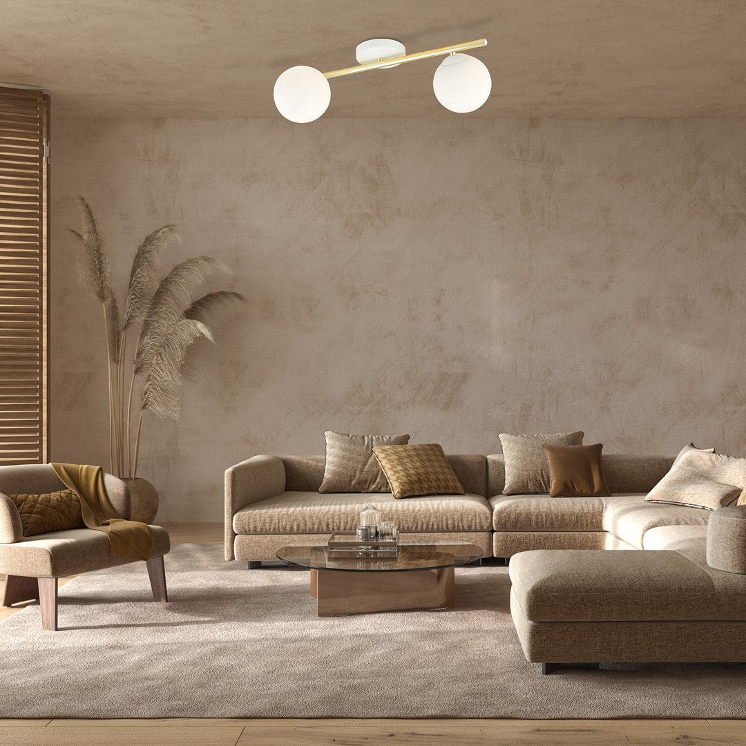 Deckenleuchte Radiance 2 in Weiß, Gold, 2-flammig