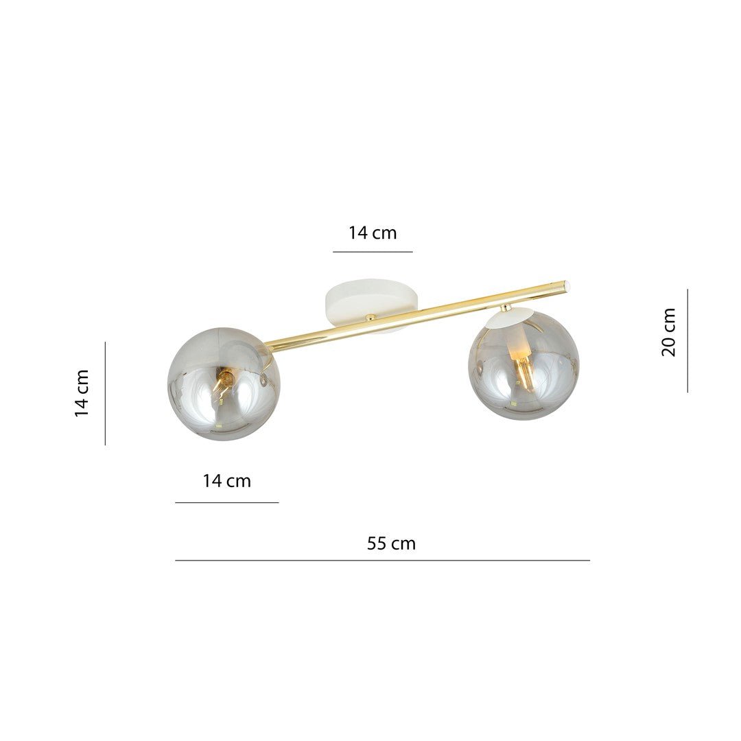 Deckenleuchte Radiance 2 in Weiß, Gold, Graphit, 2-flammig
