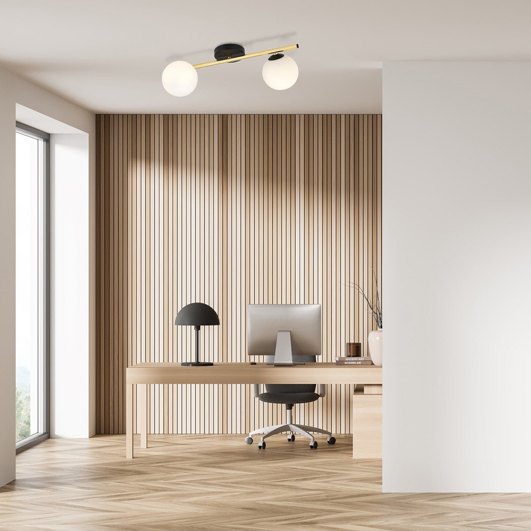 Deckenleuchte Radiance 2 in Schwarz, Gold, Weiß, 2-flammig