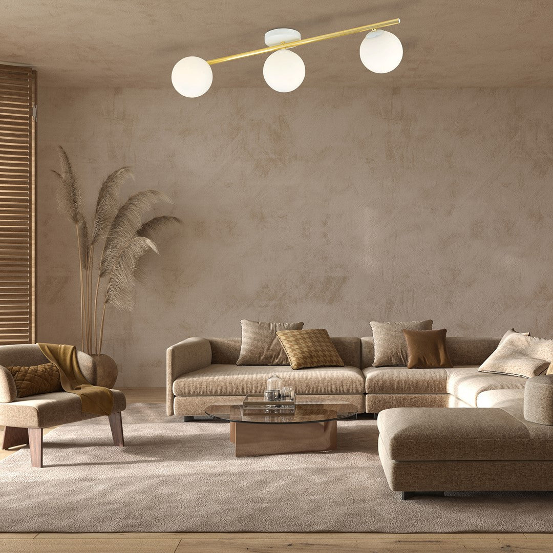 Deckenleuchte Radiance 3 in Weiß, Gold, 3-flammig