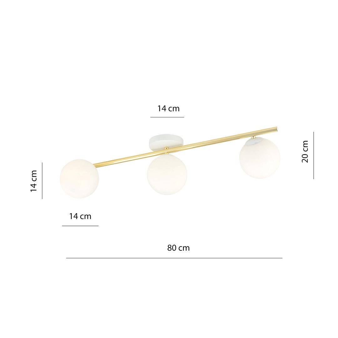 Deckenleuchte Radiance 3 in Weiß, Gold, 3-flammig