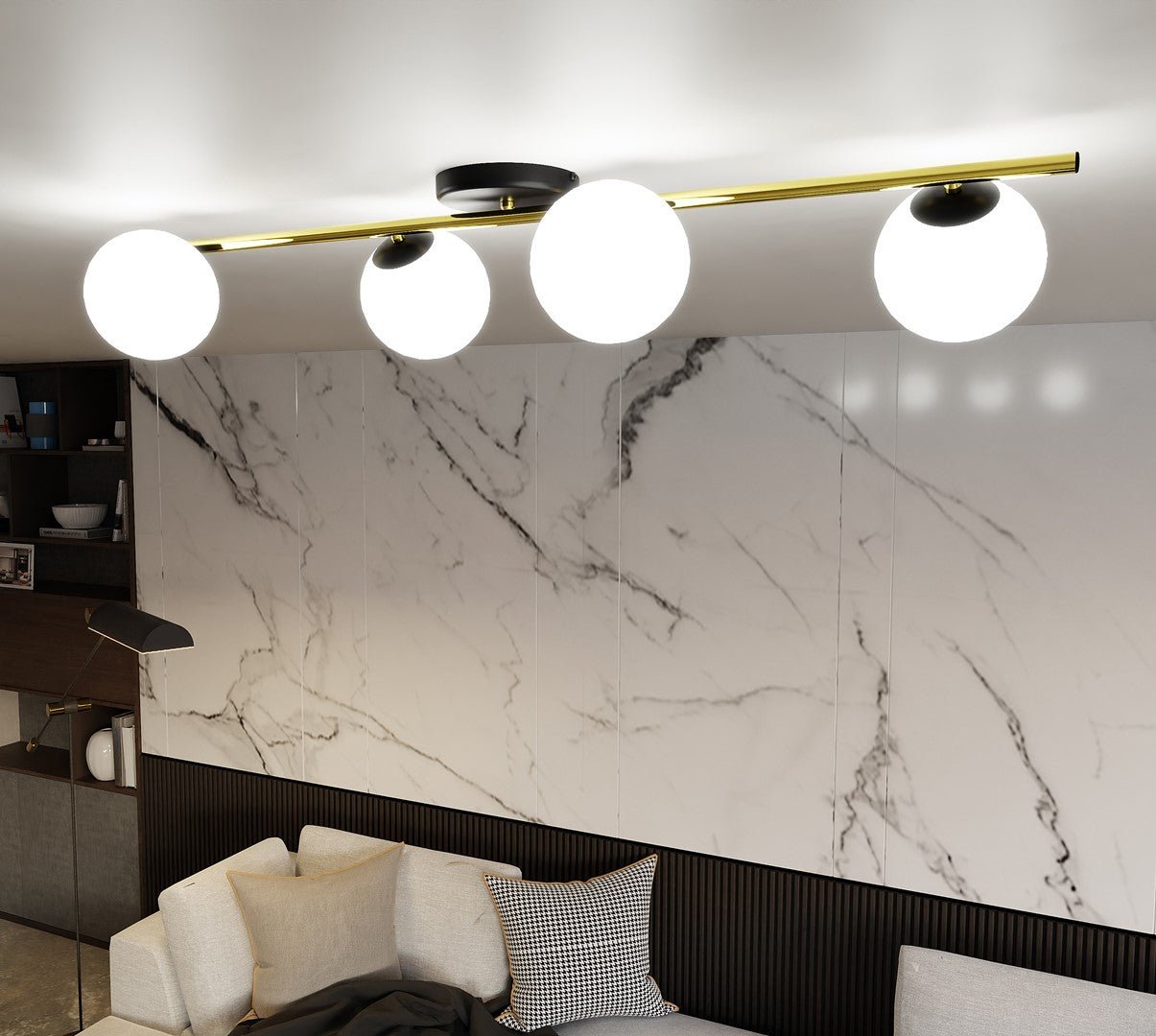 Deckenleuchte Radiance 4 in Schwarz, Gold, Weiß, 4-flammig