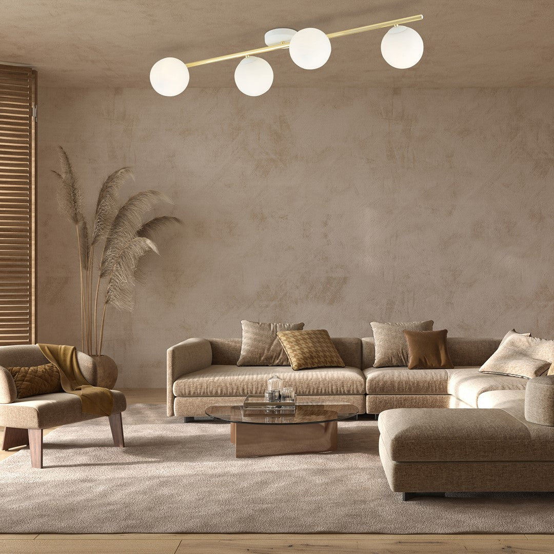 Deckenleuchte Radiance 4 in Weiß, Gold, 4-flammig