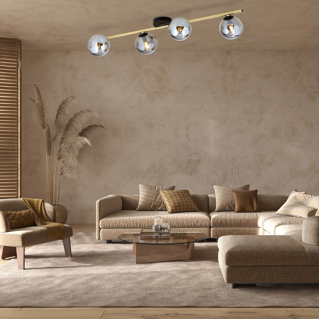 Deckenleuchte Radiance 4 in Schwarz, Gold, Graphit, 4-flammig