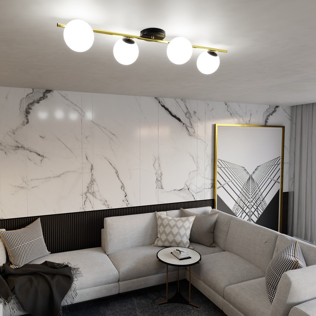 Deckenleuchte Radiance 4 in Schwarz, Gold, Weiß, 4-flammig