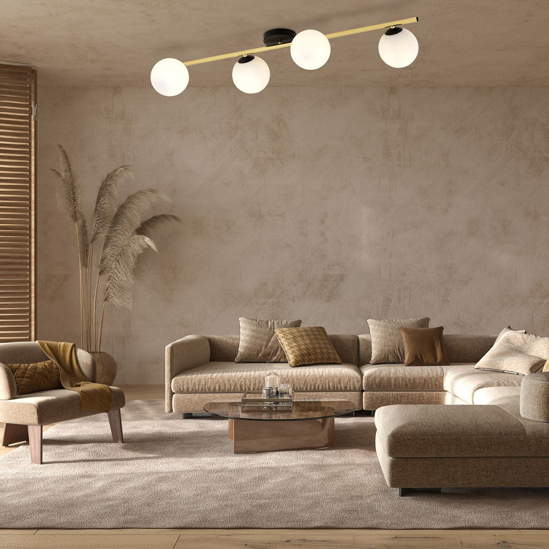 Deckenleuchte Radiance 4 in Schwarz, Gold, Weiß, 4-flammig