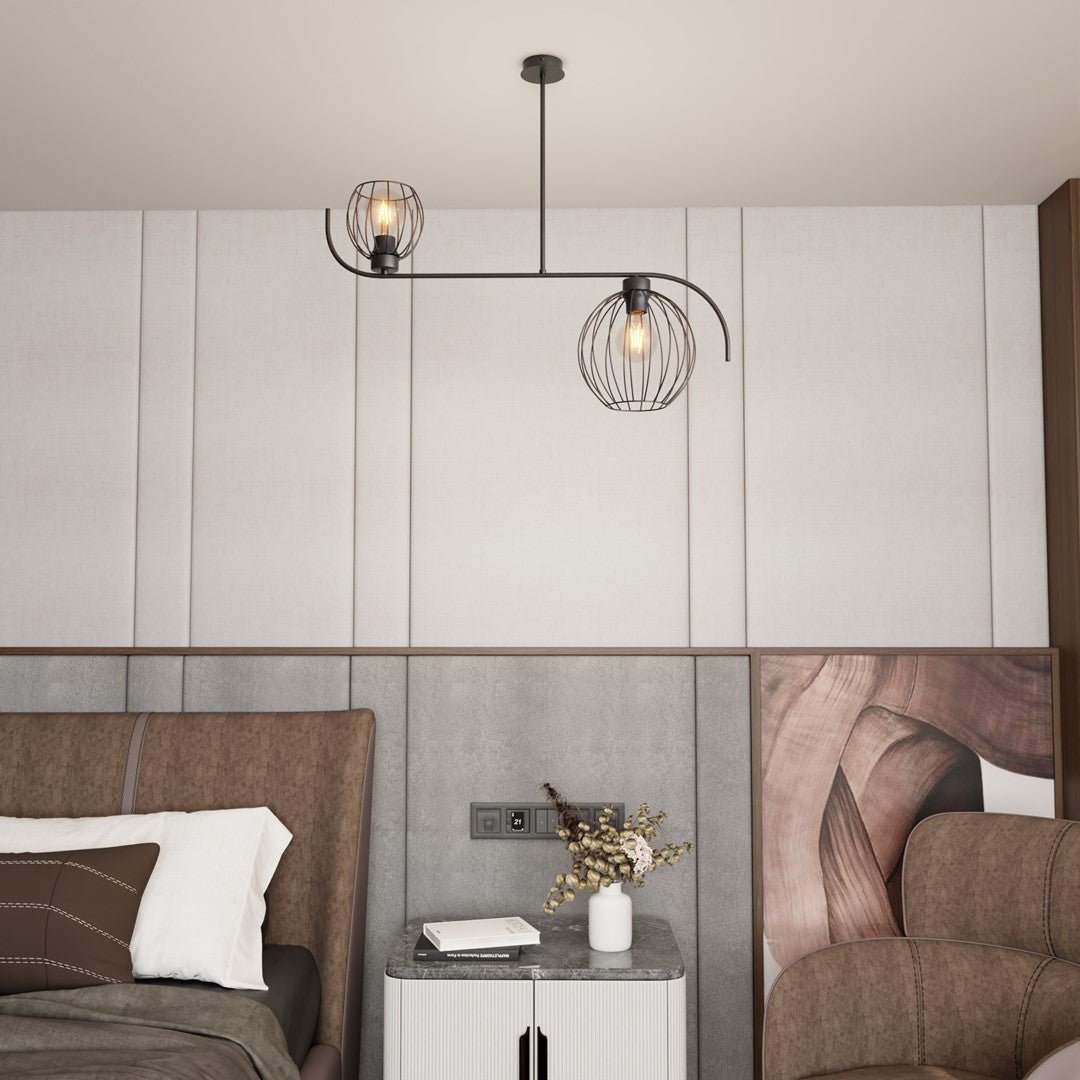 Hängeleuchte Roso 2 in Schwarz, 2-flammig