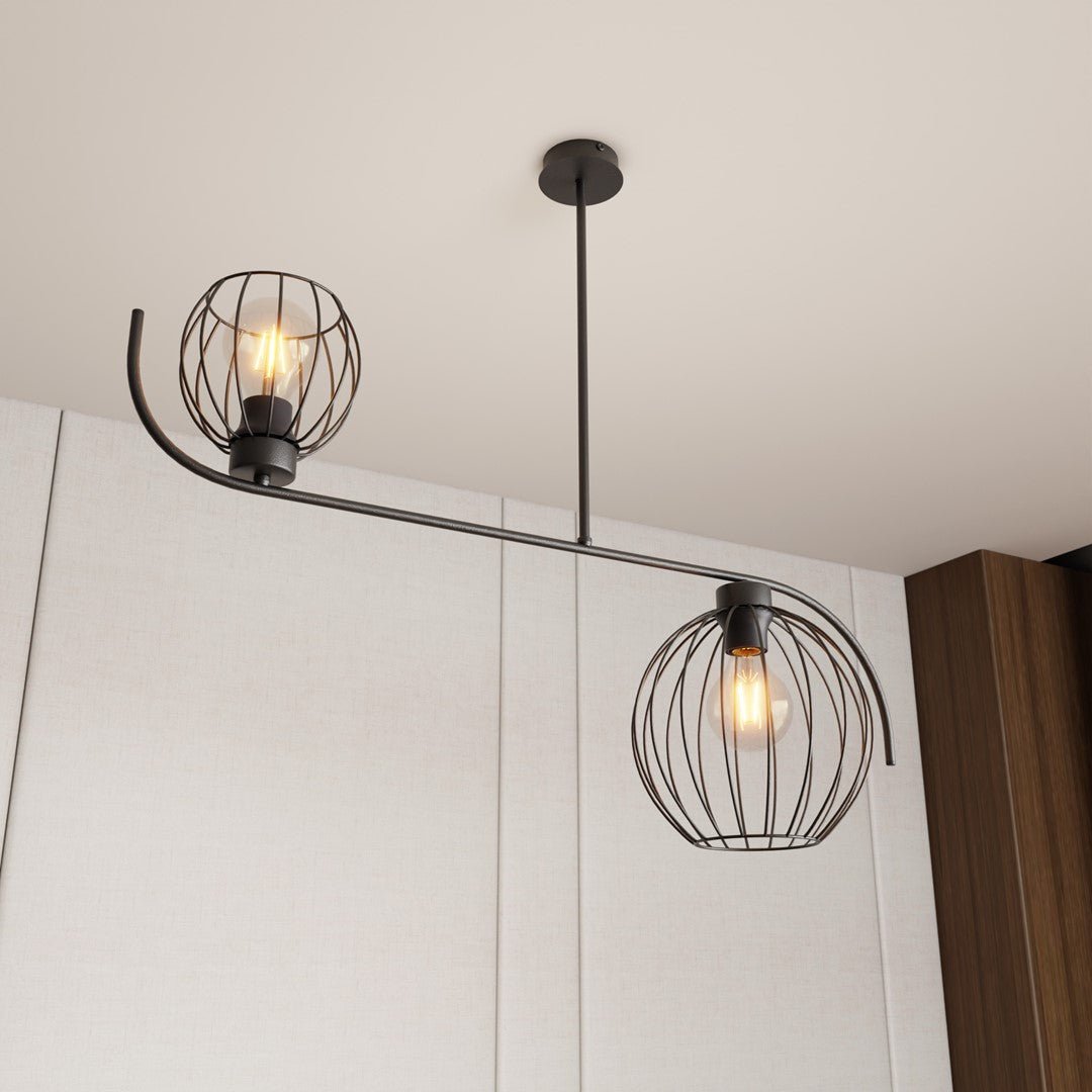 Hängeleuchte Roso 2 in Schwarz, 2-flammig