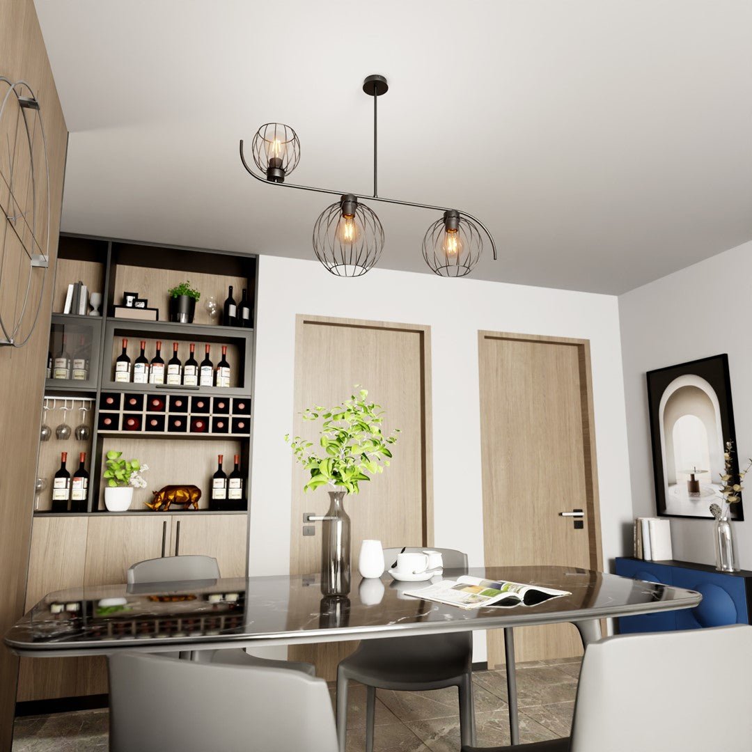 Hängeleuchte Roso 3 in Schwarz, 3-flammig