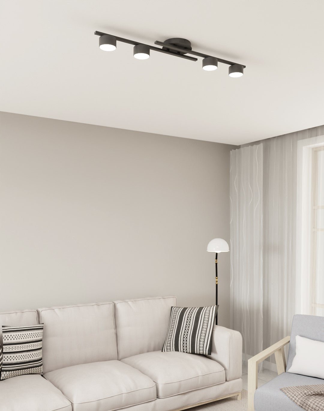 Deckenleuchte Shater 4 in Schwarz, 4-flammig