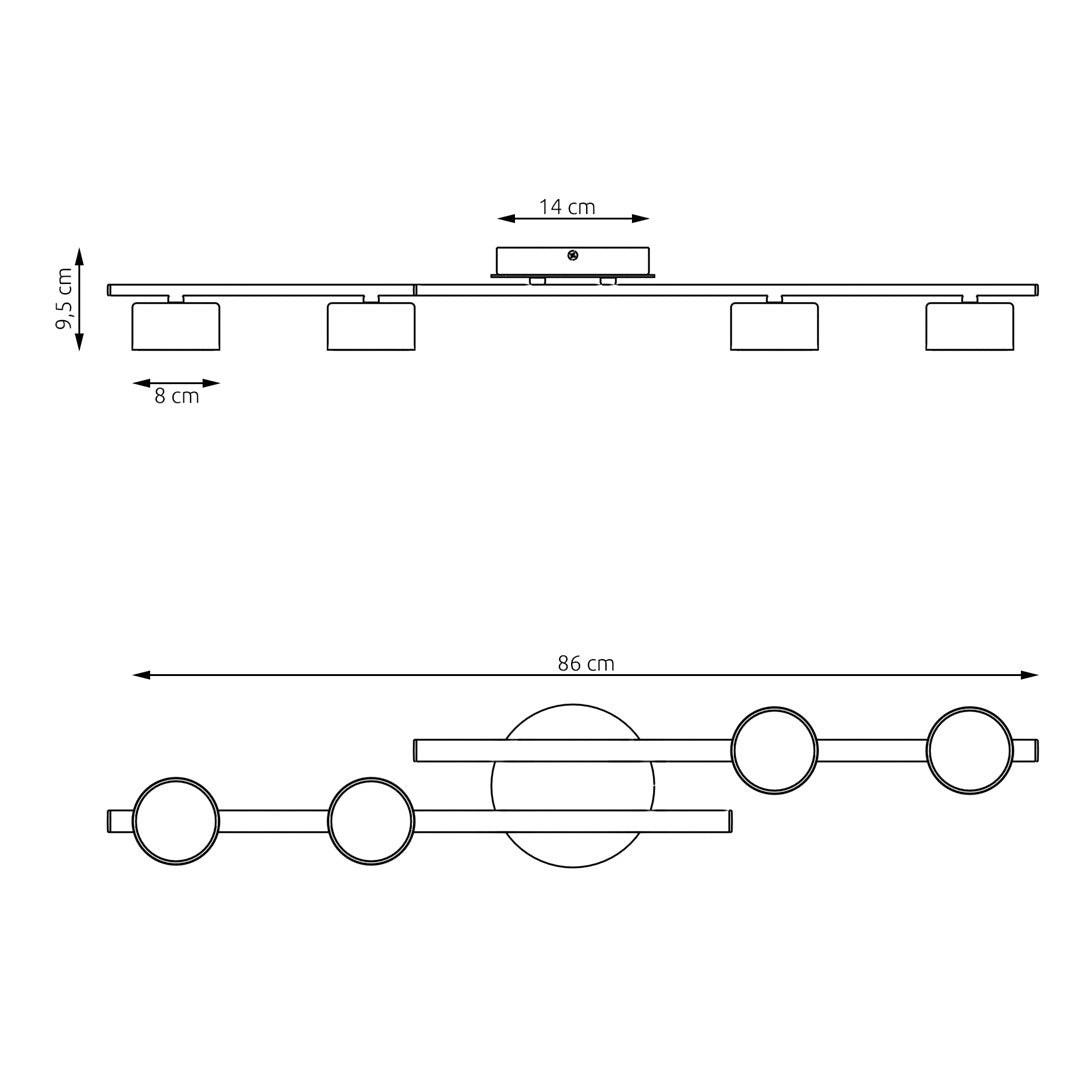 Deckenleuchte Shater 4 in Schwarz, 4-flammig