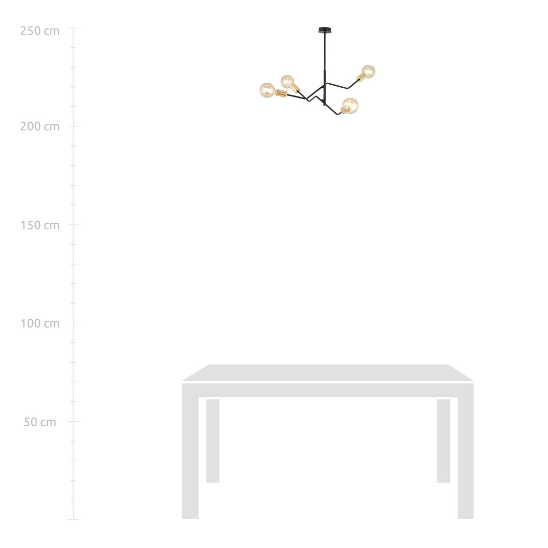 Deckenleuchte Sky 4 in Schwarz, 4-flammig