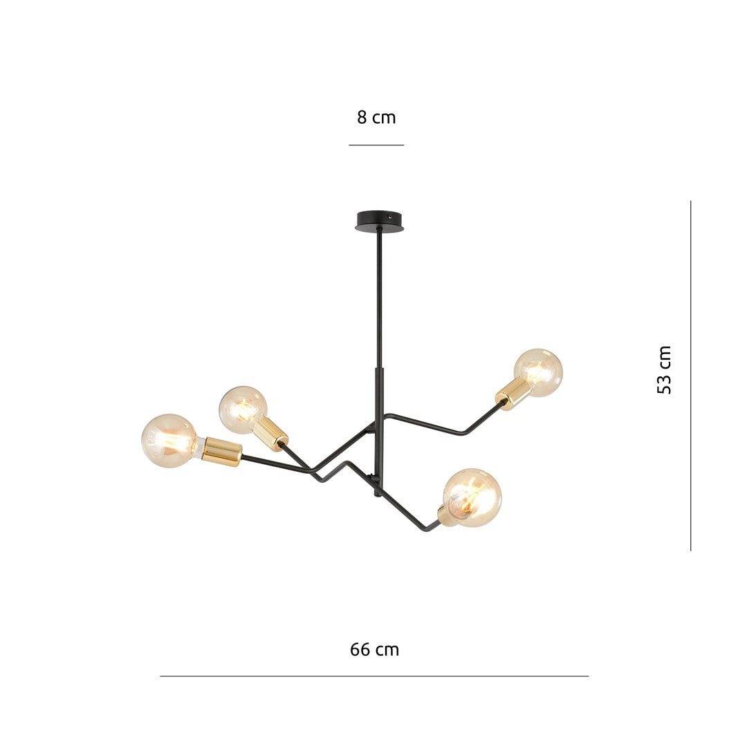 Deckenleuchte Sky 4 in Schwarz, 4-flammig