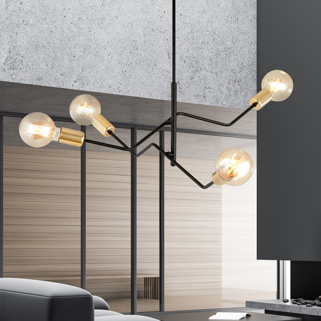 Deckenleuchte Sky 4 in Schwarz, 4-flammig