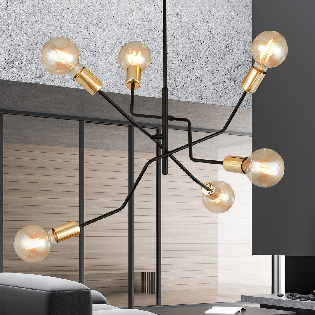 Deckenleuchte Sky 6 in Schwarz, 6-flammig