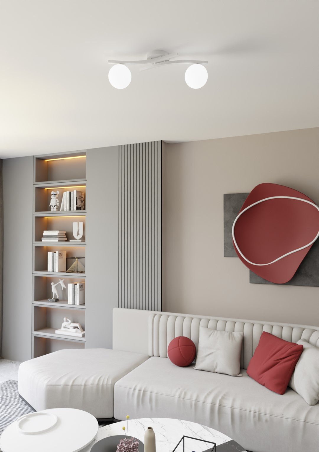 Deckenleuchte Sonnet 2 in Weiß, 2-flammig