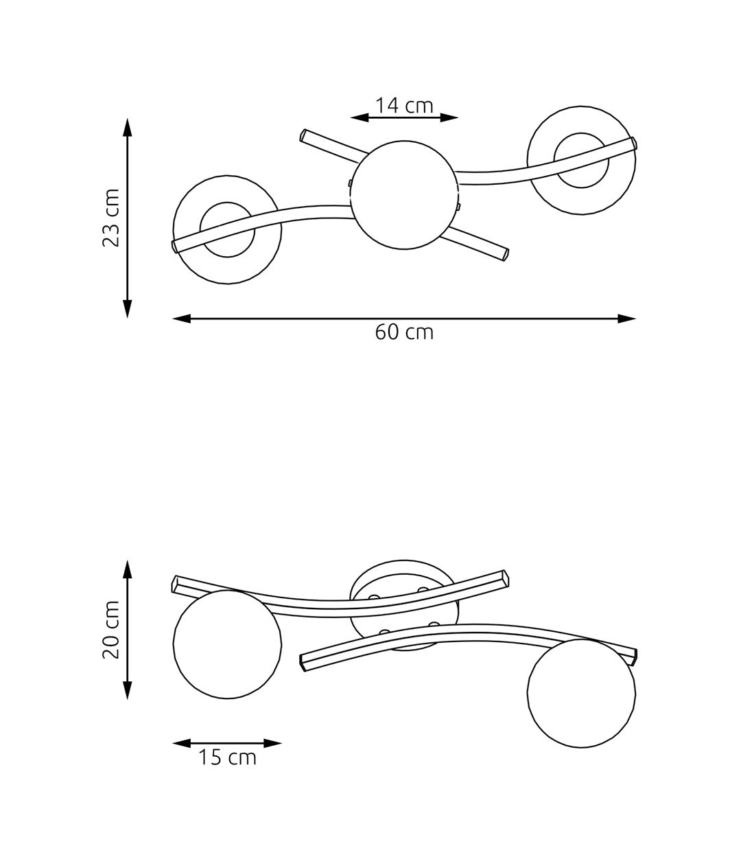 Deckenleuchte Sonnet 2 in Schwarz, Graphit, 2-flammig