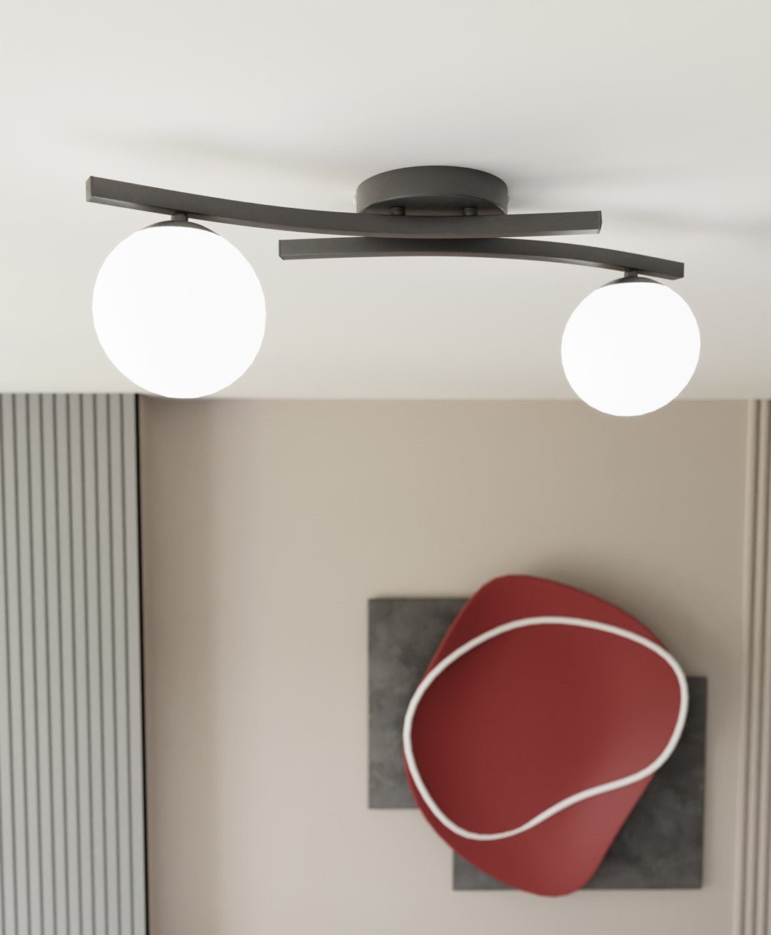 Deckenleuchte Sonnet 2 in Schwarz, Weiß, 2-flammig