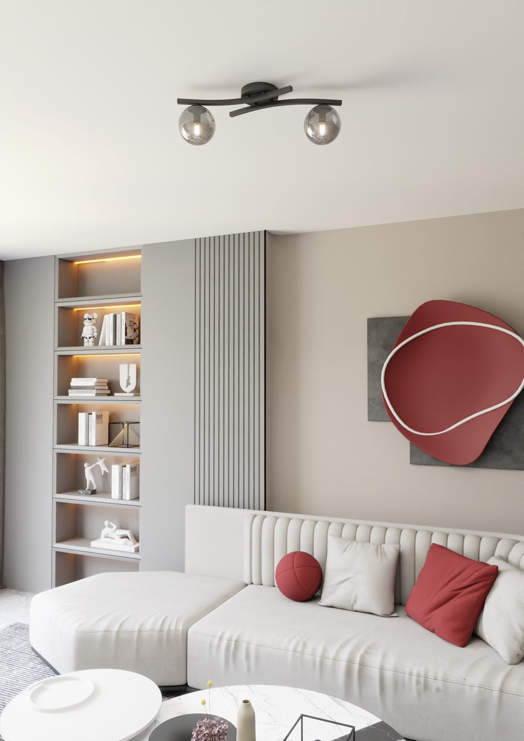 Deckenleuchte Sonnet 2 in Schwarz, Graphit, 2-flammig