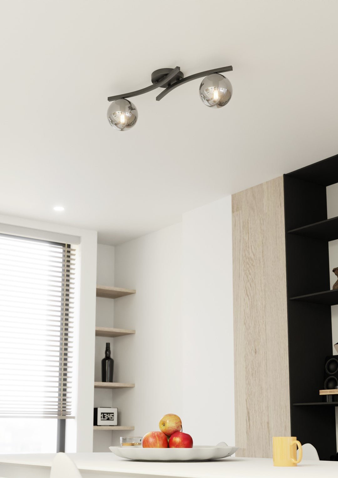 Deckenleuchte Sonnet 2 in Schwarz, Graphit, 2-flammig