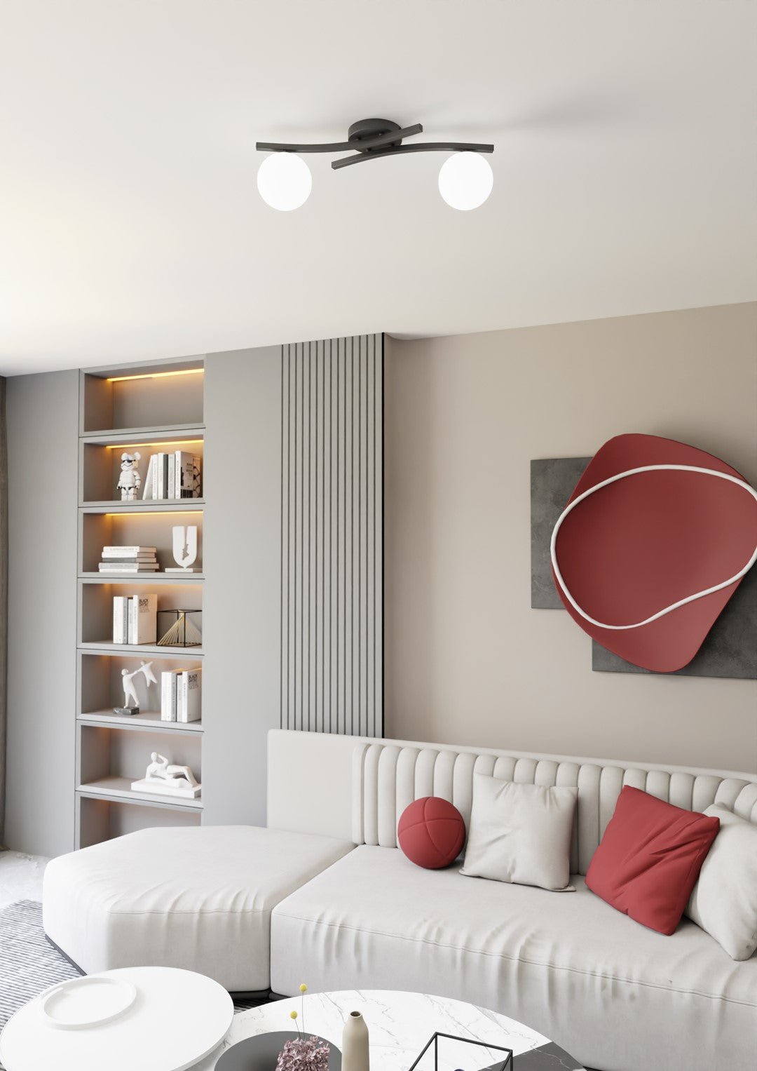 Deckenleuchte Sonnet 2 in Schwarz, Weiß, 2-flammig