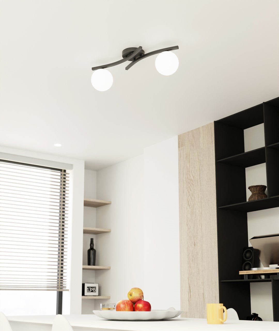 Deckenleuchte Sonnet 2 in Schwarz, Weiß, 2-flammig