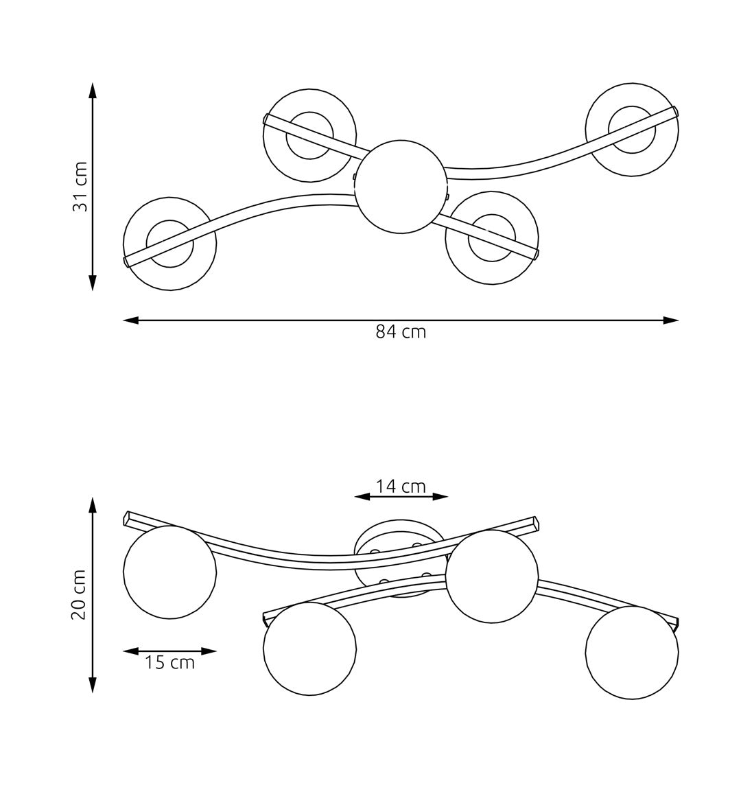 Deckenleuchte Sonnet 4 in Weiß, 4-flammig