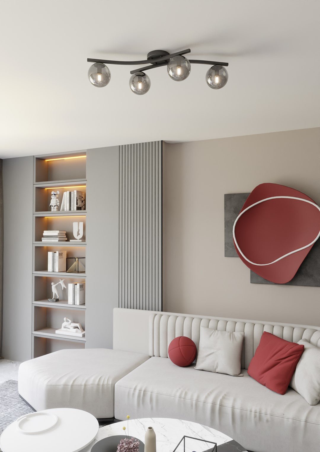 Deckenleuchte Sonnet 4 in Schwarz, Graphit, 4-flammig