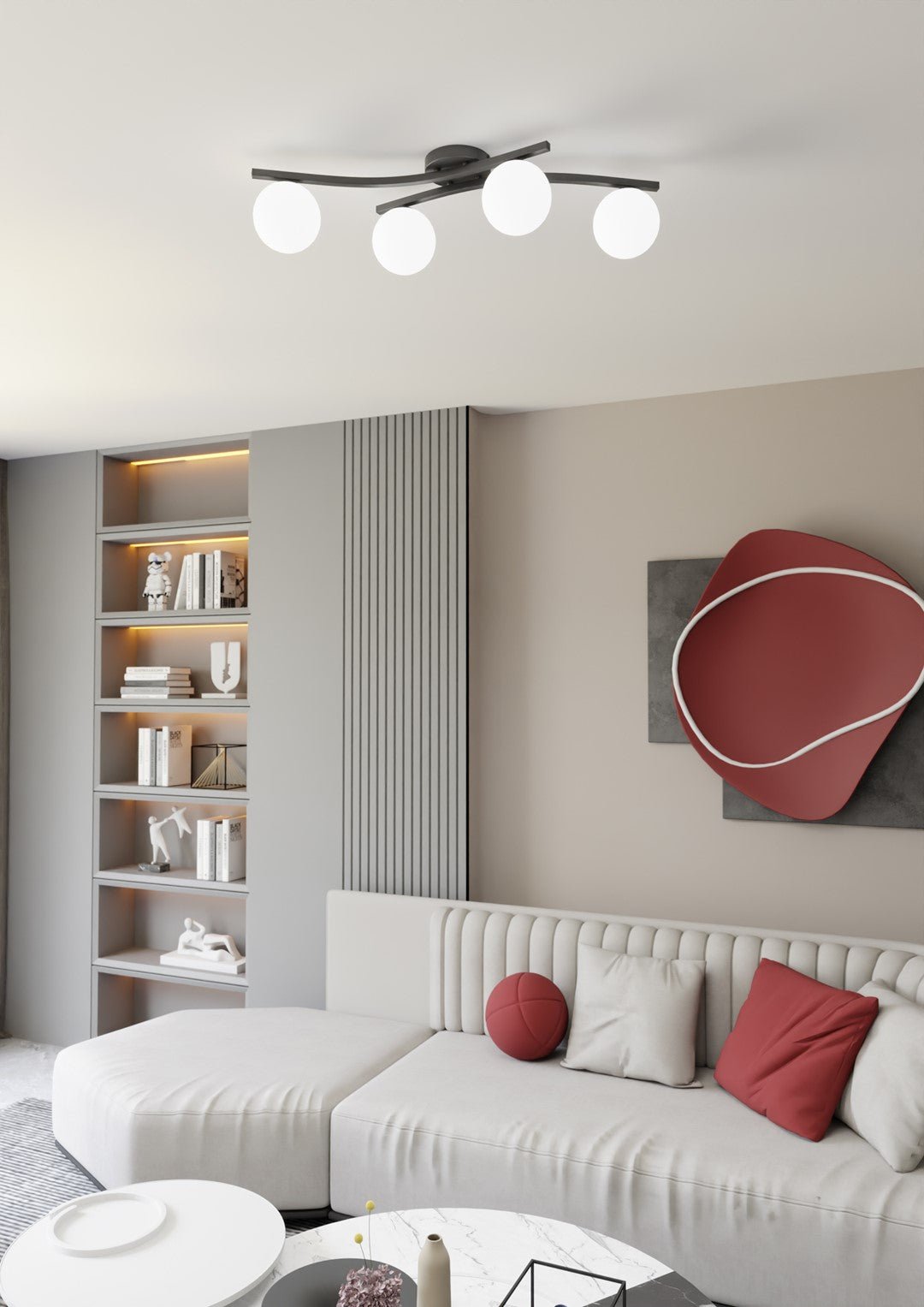 Deckenleuchte Sonnet 4 in Schwarz, Weiß, 4-flammig