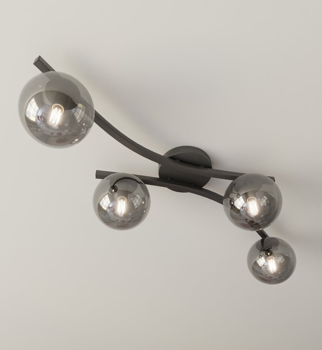 Deckenleuchte Sonnet 4 in Schwarz, Graphit, 4-flammig