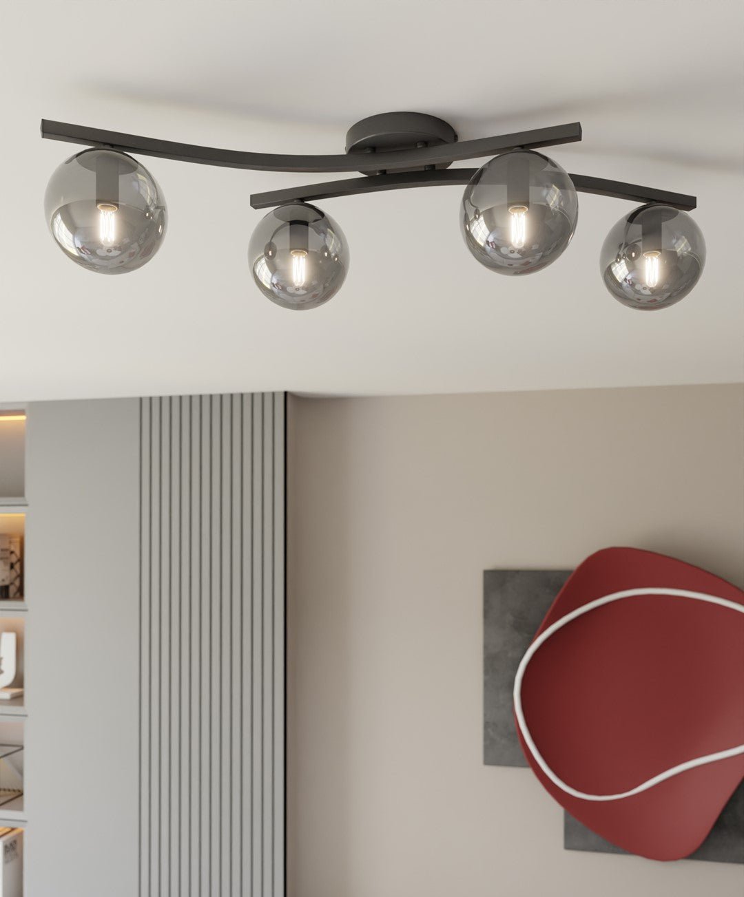 Deckenleuchte Sonnet 4 in Schwarz, Graphit, 4-flammig